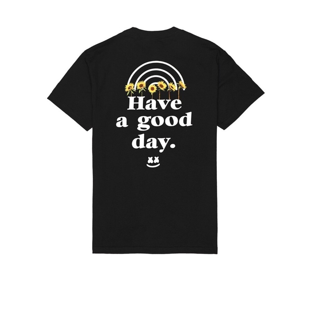 Marshmello T-Shirt Unisex Small Have A Good Day Sunflower Black Graphic NWT